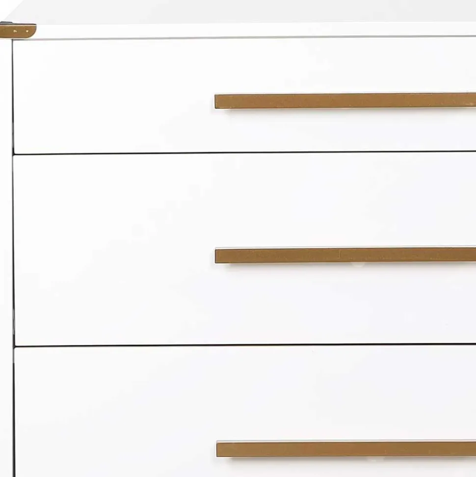 91x81x46 cm Kommode in Weiß und Messing - Onan