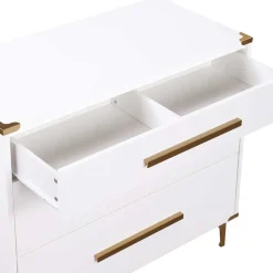 91x81x46 cm Kommode in Weiß und Messing - Onan