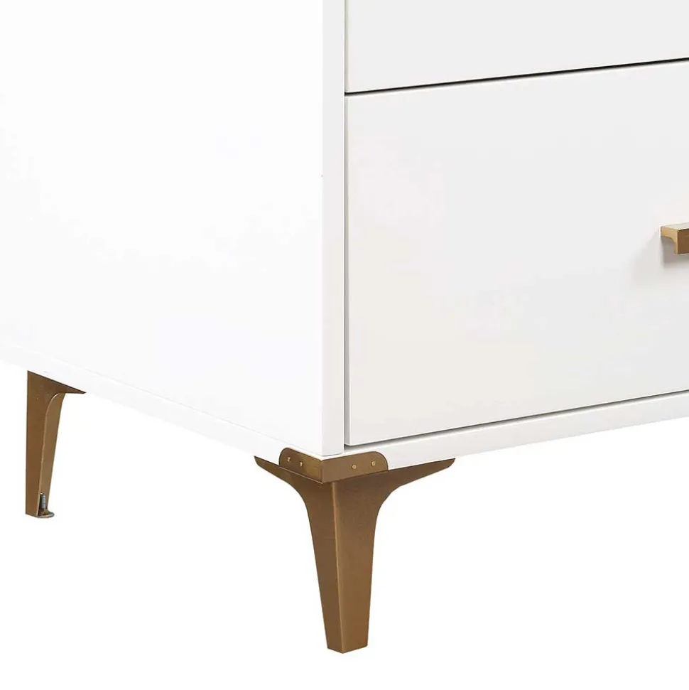 91x81x46 cm Kommode in Weiß und Messing - Onan