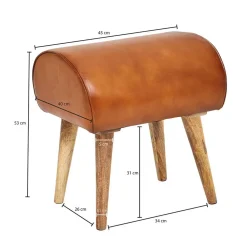 45x53x40 cm Leder Hocker mit Holzbeinen - Brian