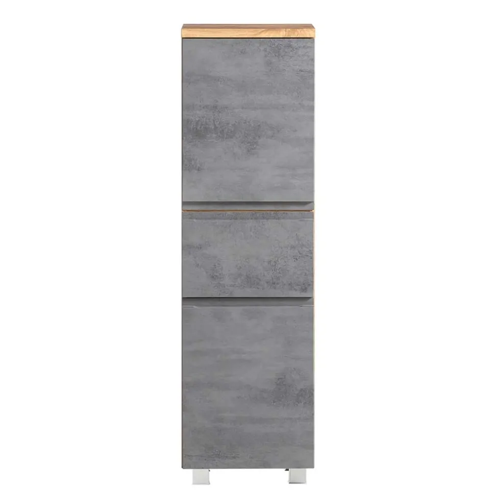 130x40x35 cm Midi Badschrank in Beton & Wildeiche - Mia