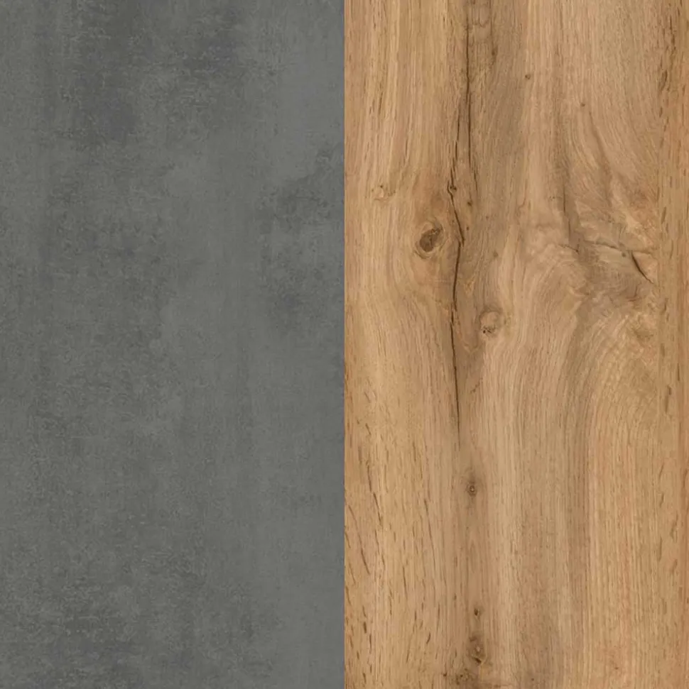 130x40x35 cm Midi Badschrank in Beton & Wildeiche - Mia