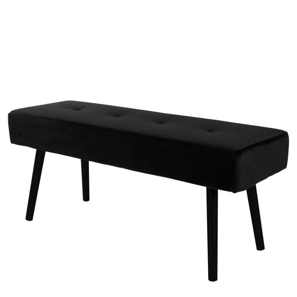 100x44x35 cm Polsterbank in Samt Schwarz - Minael
