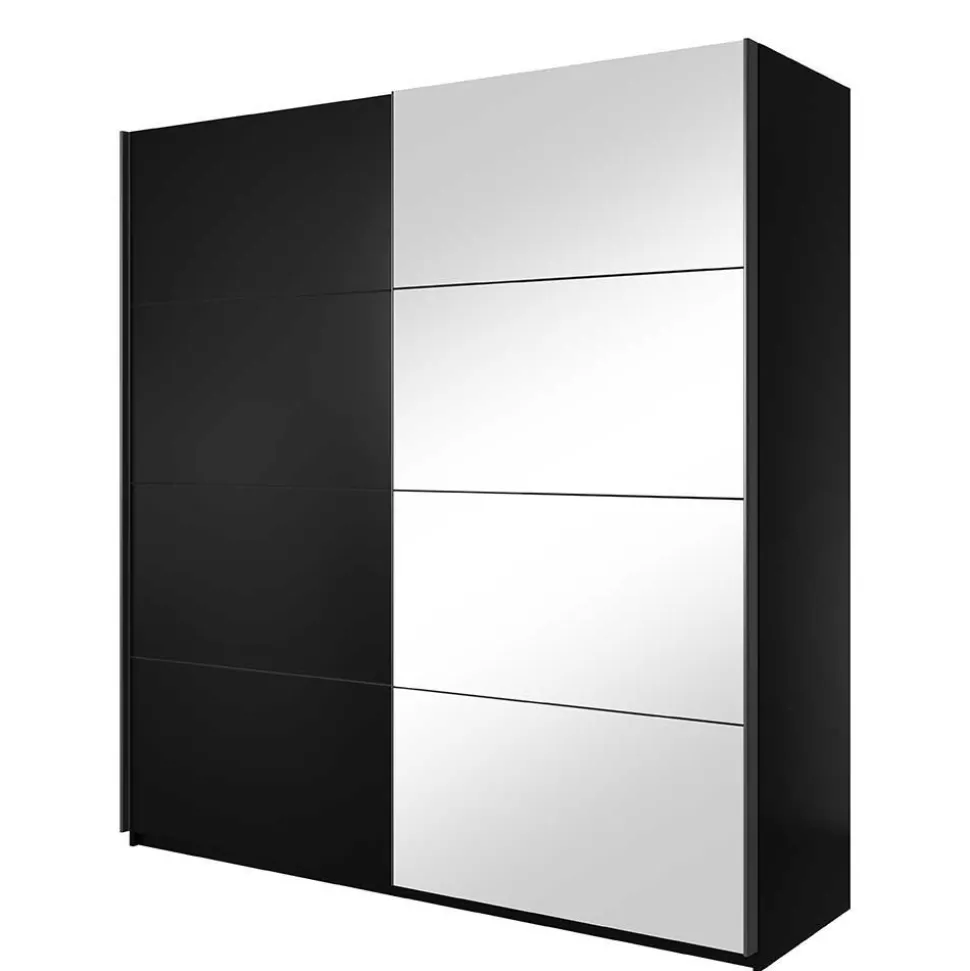 200x210x61 cm Schwarzer Kleiderschrank mit Schiebetüren - Dinamaro
