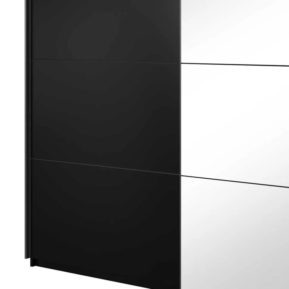 200x210x61 cm Schwarzer Kleiderschrank mit Schiebetüren - Dinamaro