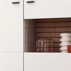 159x136x37 cm 3-türige Kommode mit Glaseinsätzen - Varzino