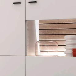 159x136x37 cm 3-türige Kommode mit Glaseinsätzen - Varzino