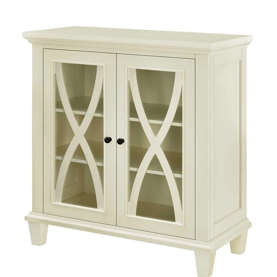 80x87x38 cm Vintage Vitrine in Cremeweiß - Arvid