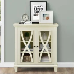 80x87x38 cm Vintage Vitrine in Cremeweiß - Arvid