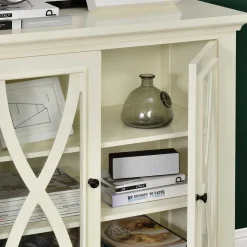 80x87x38 cm Vintage Vitrine in Cremeweiß - Arvid