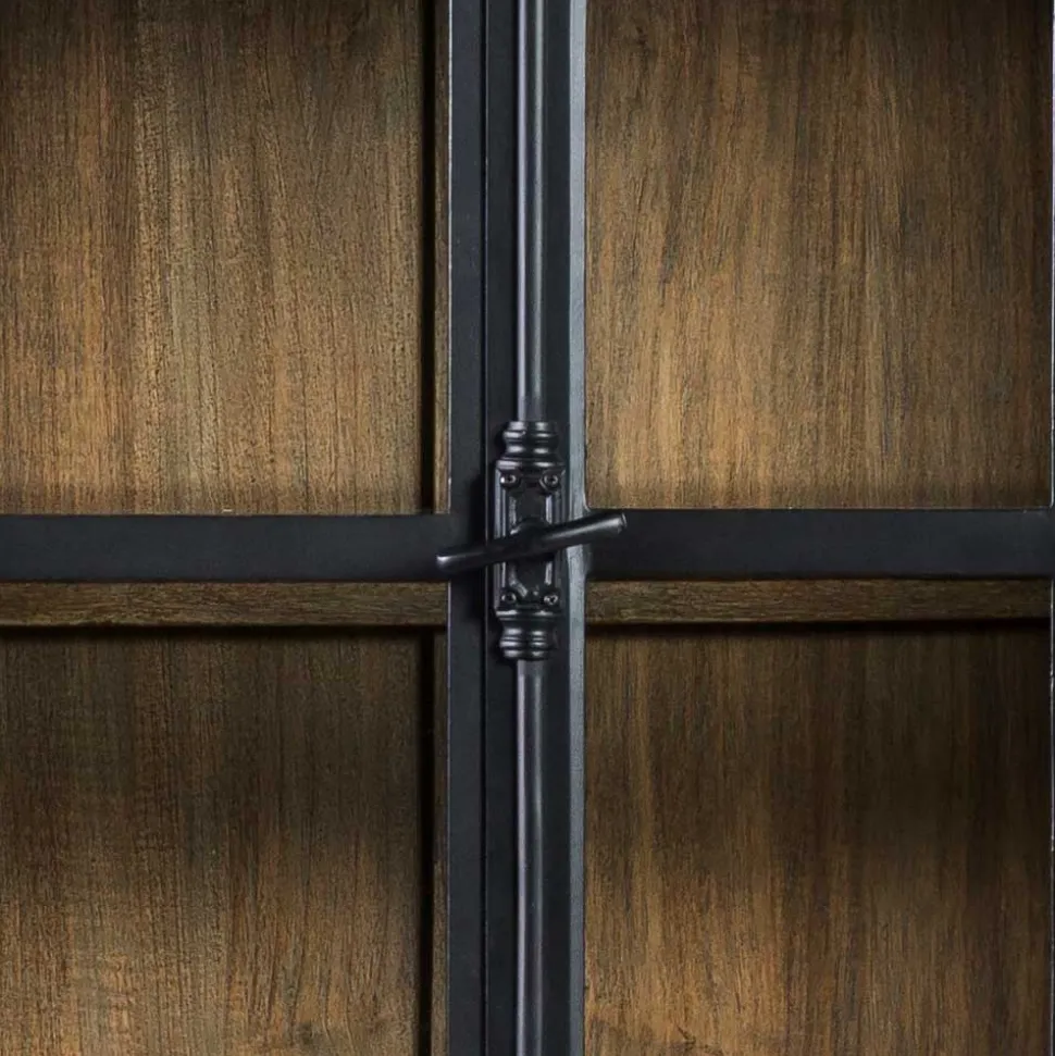 130x230x47 cm Vintage Vitrine Schrank in Schwarz - Niovan