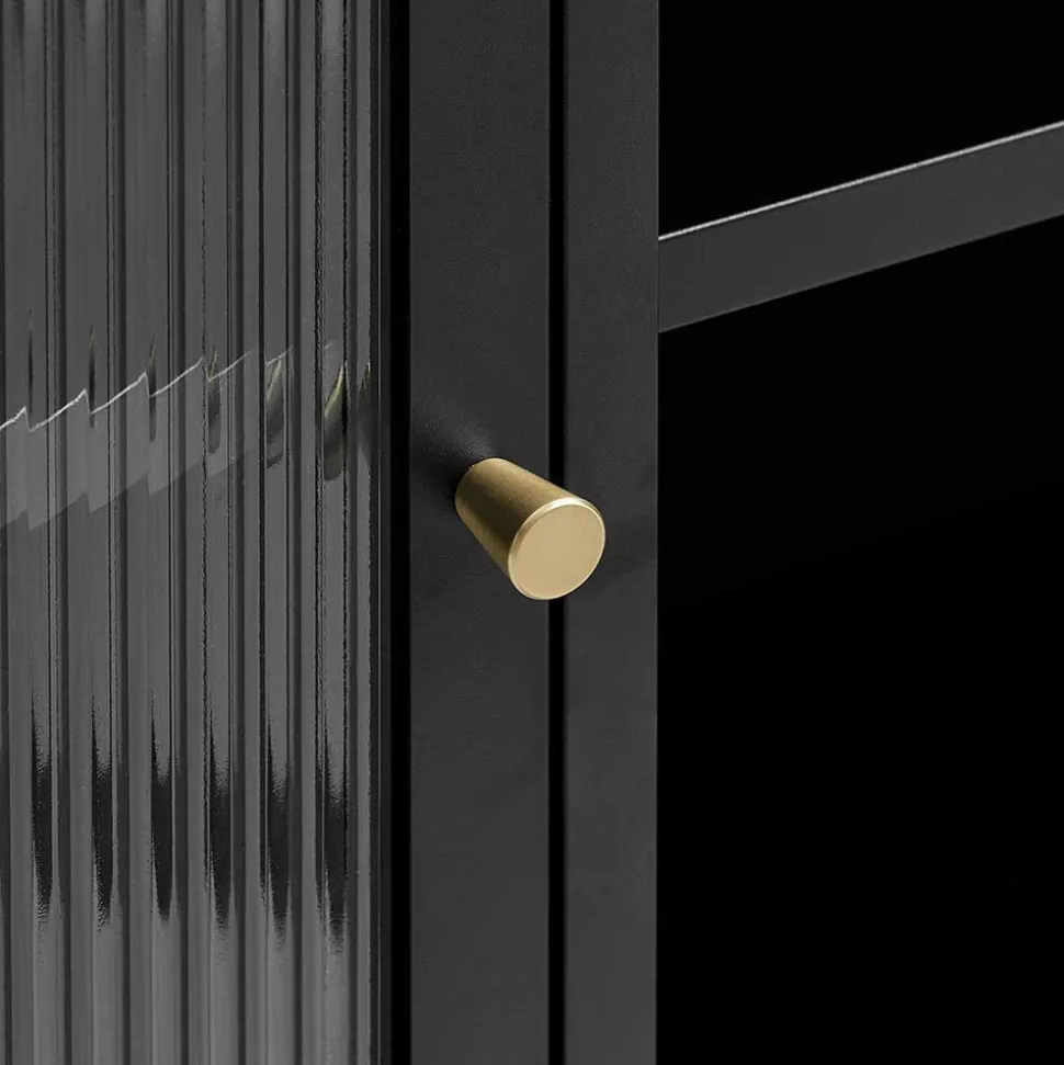 90x190x40 cm Vitrinenschrank aus schwarzem Metall - Gulliver