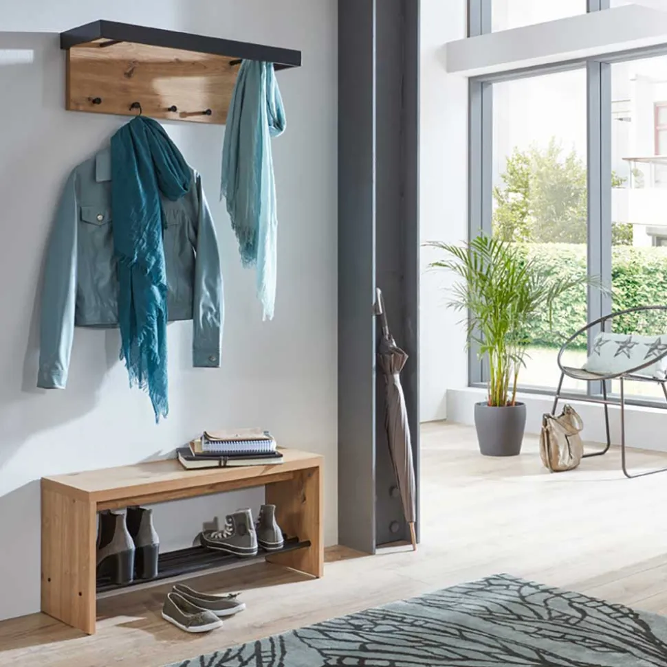 70x24x25 cm Wandgarderobe mit 5 Kleiderhaken - Zyaman