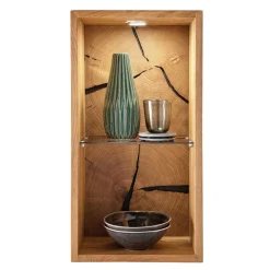 34x64x20 cm Wildeiche Regal mit Glasboden - Acapella