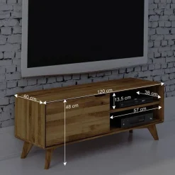120x48x40 cm Wildeiche TV Element mit Tür - Eavy