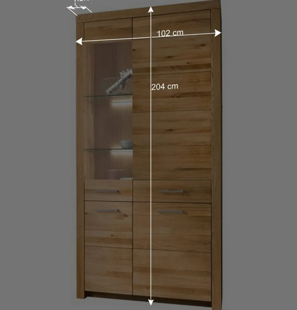 102x204x40 cm Wohnzimmer Holzschrank aus Wildeiche - Loitons