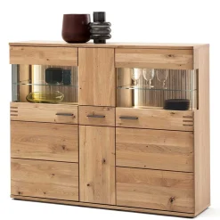 150x121x37 cm Wohnzimmer Schrank in Eiche Bianco - Crupean