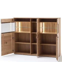 150x121x37 cm Wohnzimmer Schrank in Eiche Bianco - Crupean