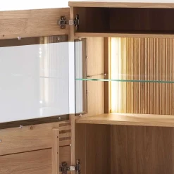 150x121x37 cm Wohnzimmer Schrank in Eiche Bianco - Crupean