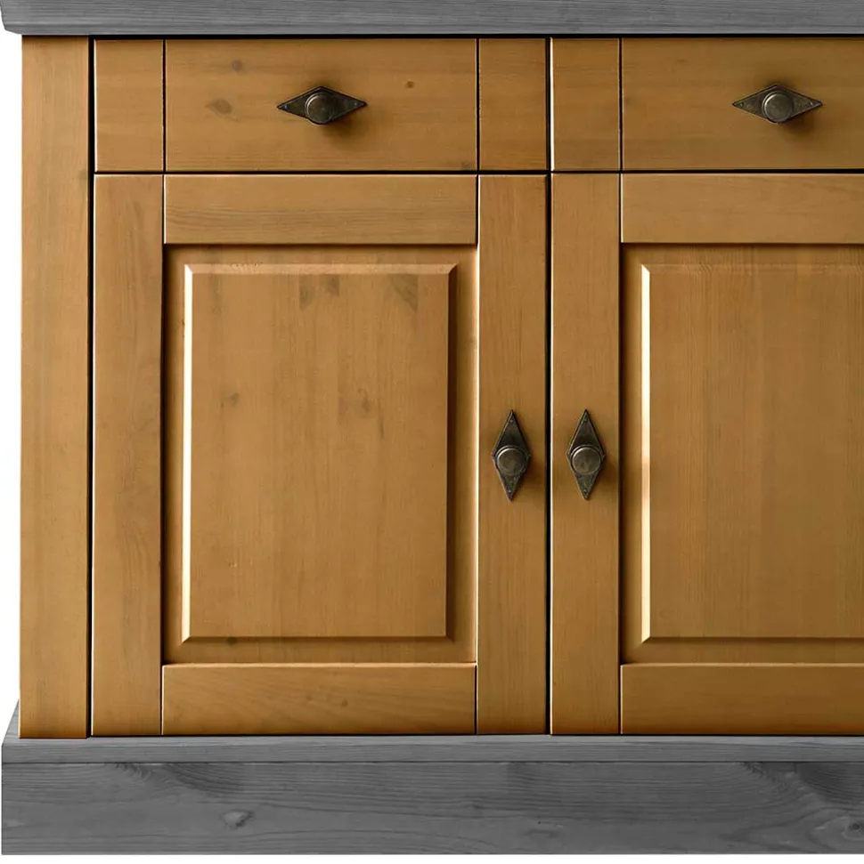 108x85x45 Country Kommode in Kiefer Lauge & Grau - Eshelas