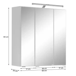 60x66x20 3D Spiegelschrank mit Aufsatzleuchte LED - Lasdias