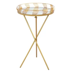 40x71x40 Design Beistelltisch mit Spiegelglas Platte - Anthro