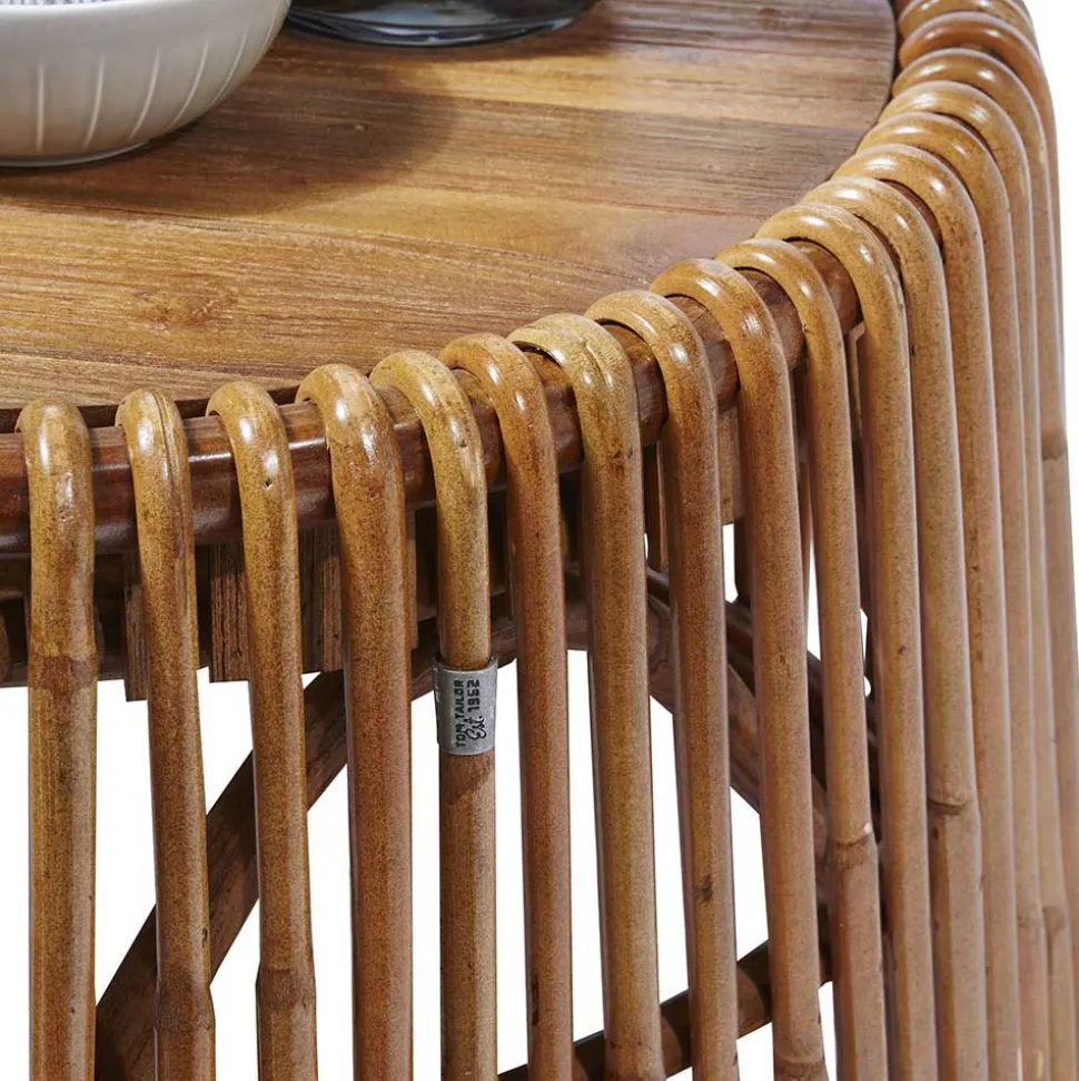 69x38x69 Design Couchtisch aus Recyclingholz & Rattan - Valtte