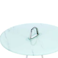 46x60x46 Design Glastisch in Weiß & Silber - Twinta