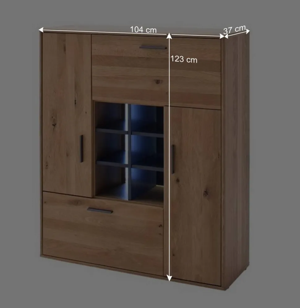 104x123x37 Design Highboard aus Holz & MDF - Assela