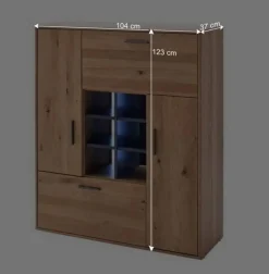 104x123x37 Design Highboard aus Holz & MDF - Assela