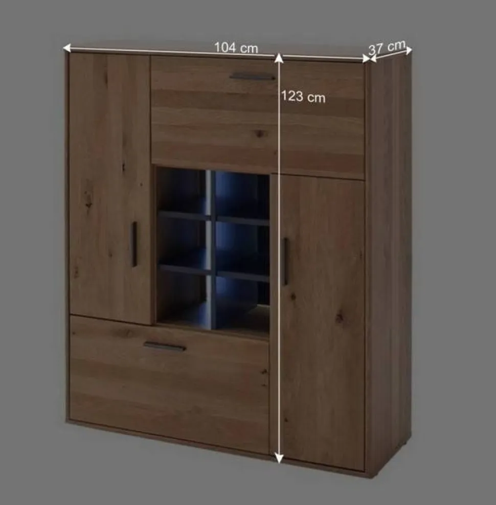 104x123x37 Design Highboard aus Holz & MDF - Assela