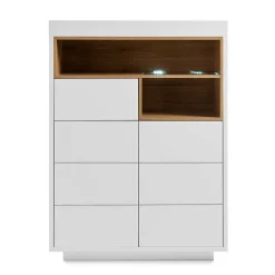 99x135x40 Design Highboard in Weiß & Eiche - Rucian