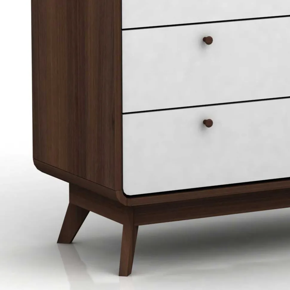 80x88x39 Design Kommode in Weiß & Walnuss - Devkan