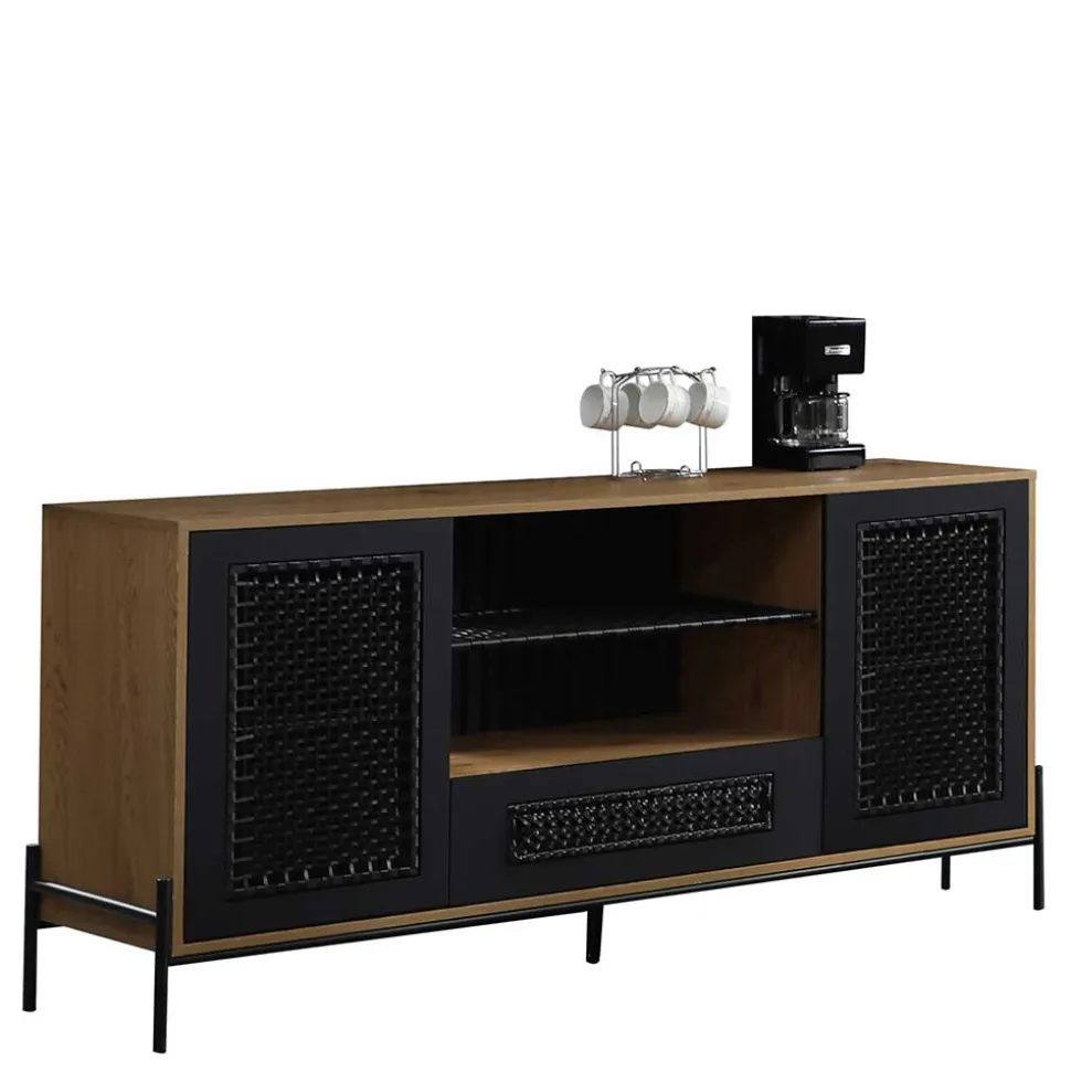 164x76x43 Design Sideboard mit Kunstrattan Geflecht - Zavias