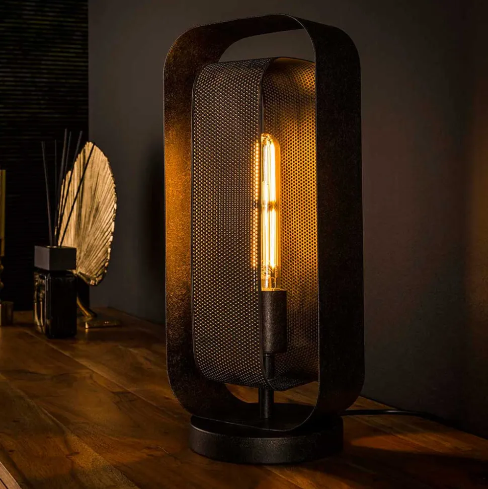 18x41x14 Design Tischleuchte in Schwarzgrau - Evnanus