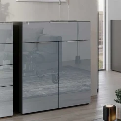 83x102x42 Design Vertiko mit Glas Front - Ruudy