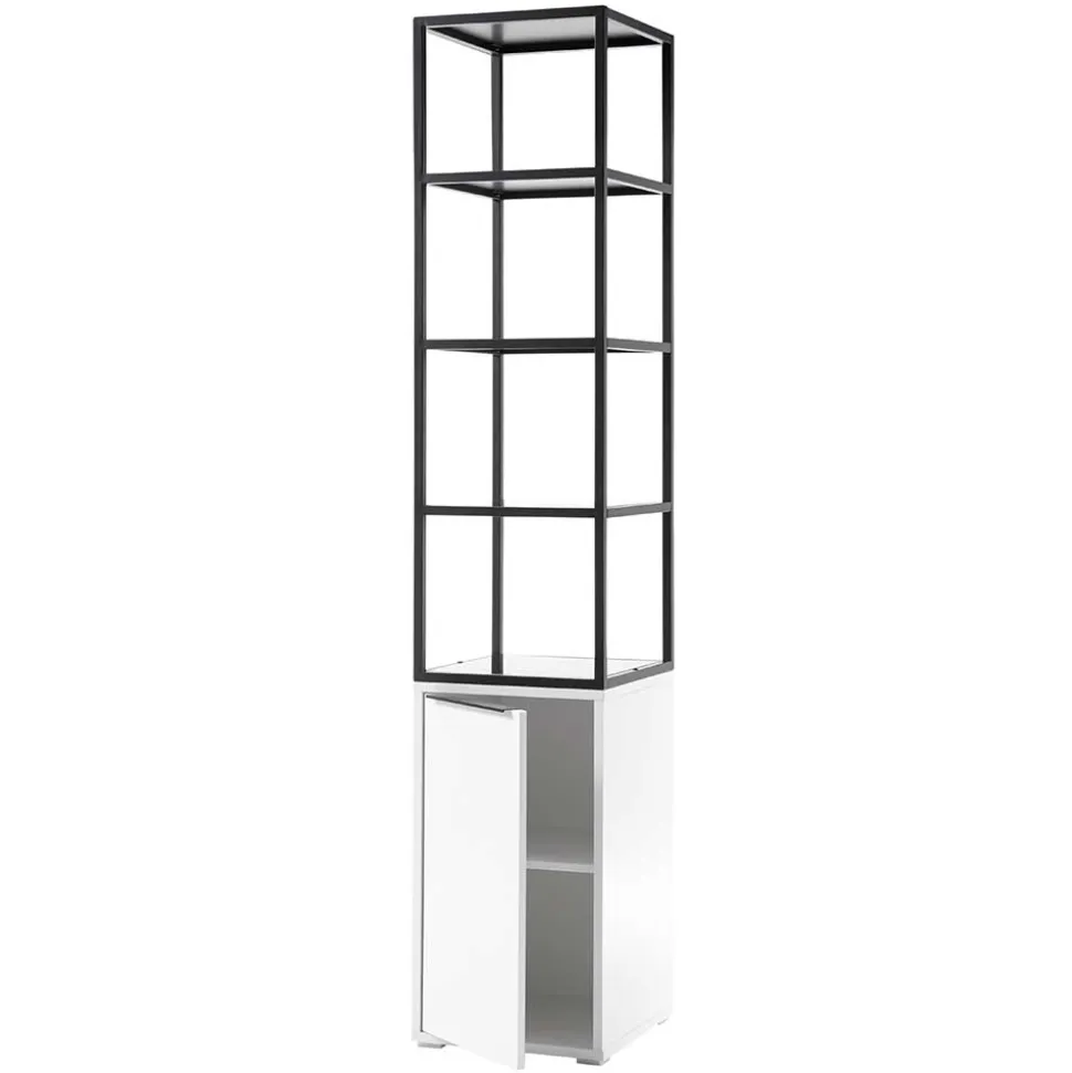 40x197x40 Designer Regal in Weiß & Schwarz - Enkraja