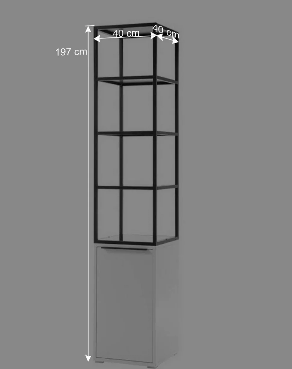 40x197x40 Designer Regal in Weiß & Schwarz - Enkraja