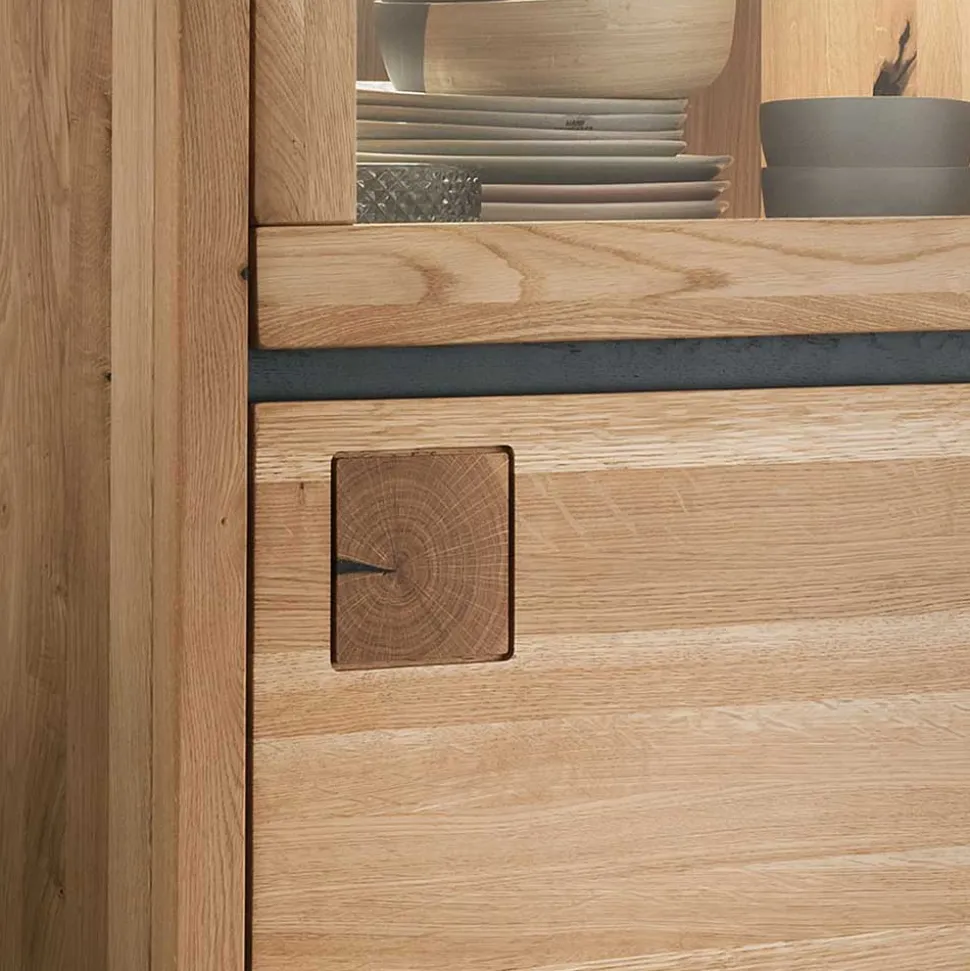 65x205x40 Echtholz Vitrine aus Wildeiche - Embleys