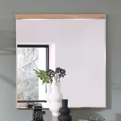 80x85x2 Facettenschliff Spiegel mit Holz - Latenda