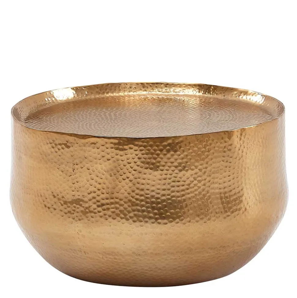 60x35x60 Fassförmiger Couchtisch in Gold - Aspect