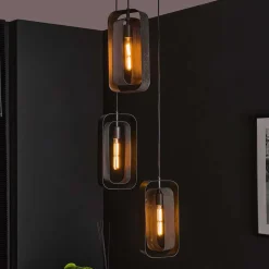 35x150x35 3-flammige Hängeleuchte in Schwarzgrau - Damoda