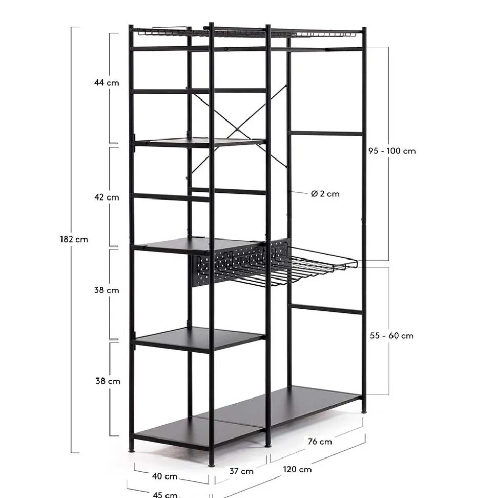 120x182x45 Garderoben Regal mit Stange - Nalisha