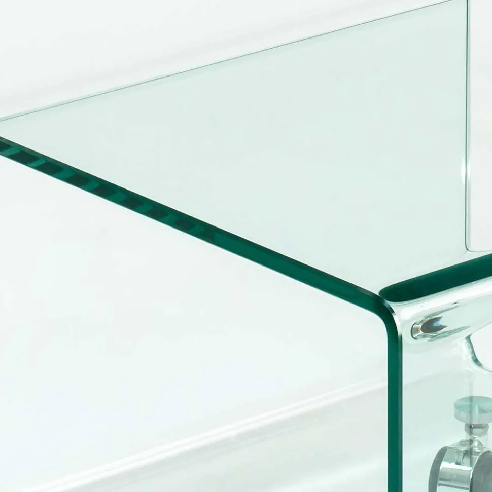 40x60x40 Glastisch auf Rollen modern - Heuser