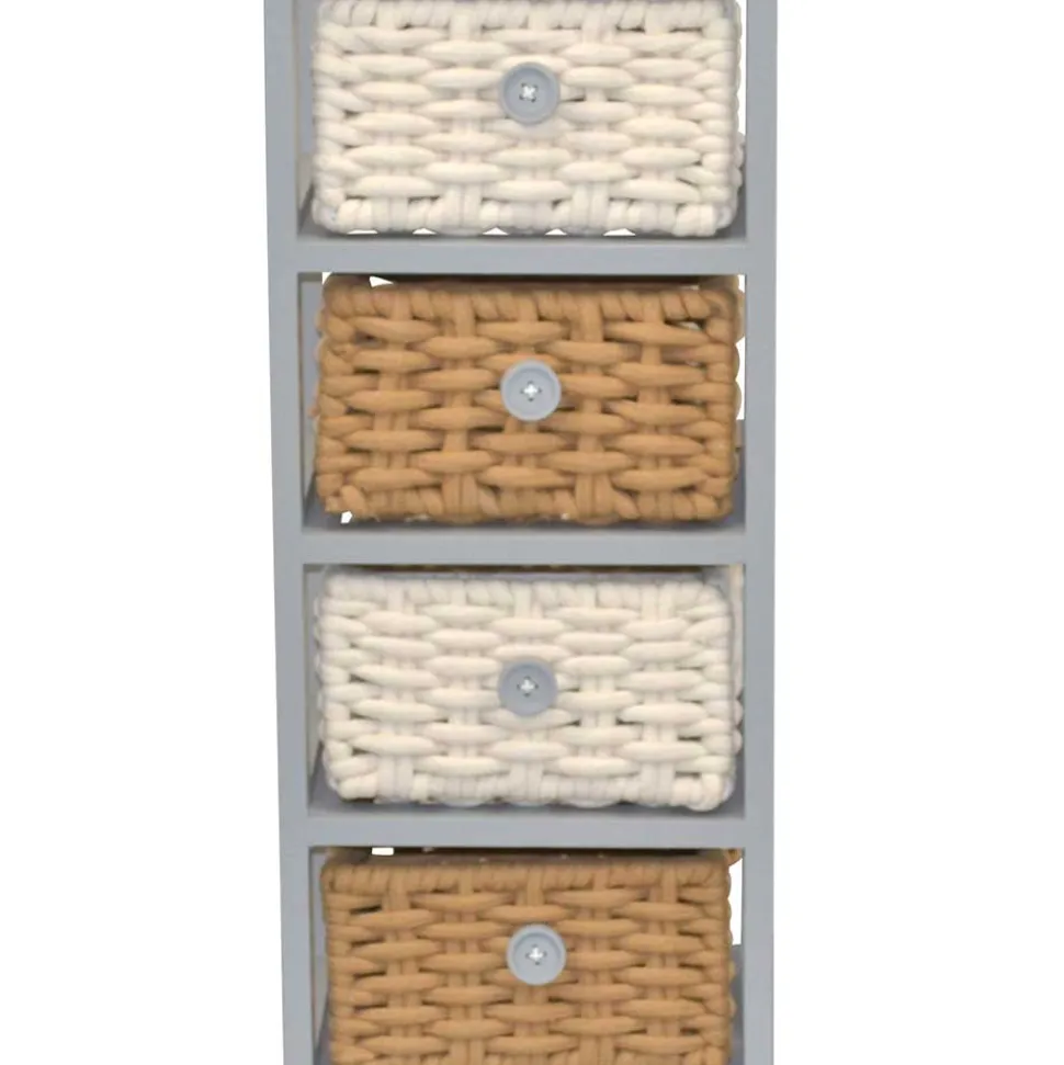 30x73x25 Graues Regal mit vier Körben - Donnira