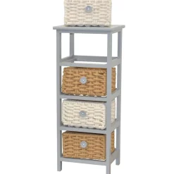 30x73x25 Graues Regal mit vier Körben - Donnira