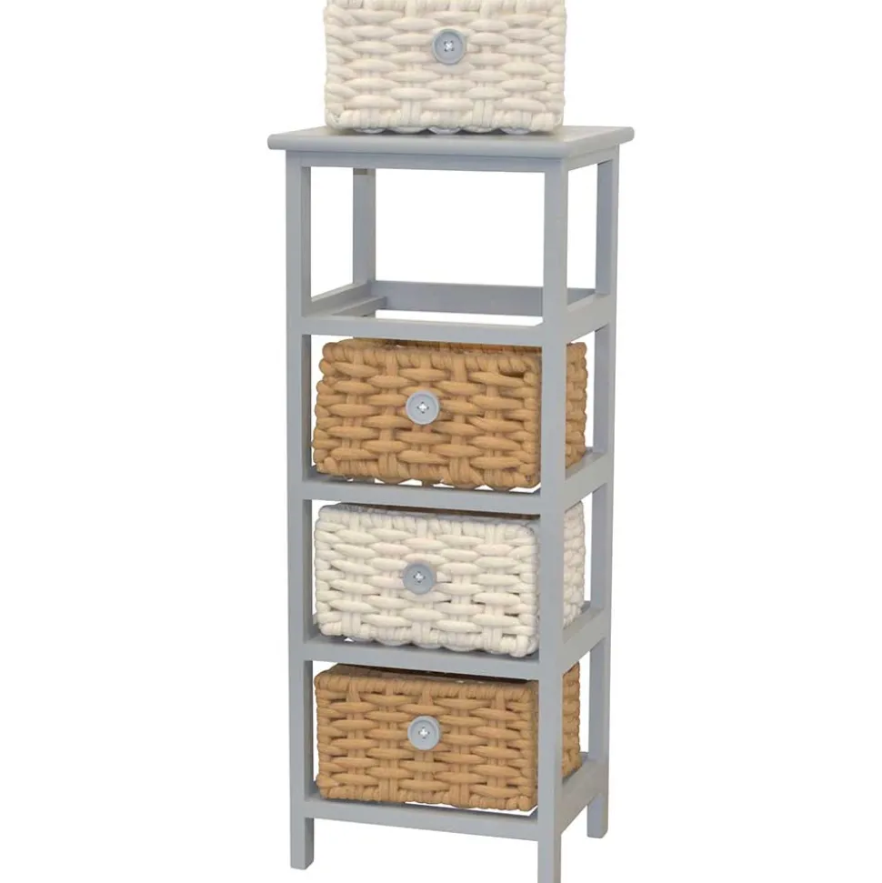 30x73x25 Graues Regal mit vier Körben - Donnira