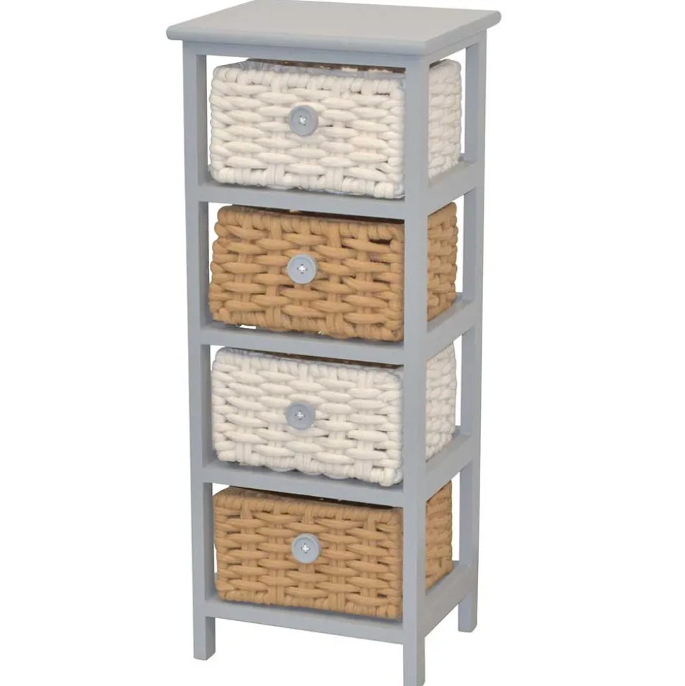 30x73x25 Graues Regal mit vier Körben - Donnira