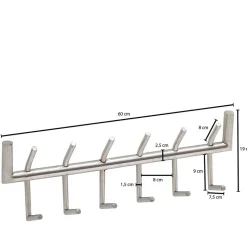 60x19x10 Hakenleiste mit zwölf Haken - Almond