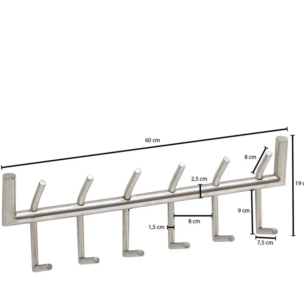 60x19x10 Hakenleiste mit zwölf Haken - Almond